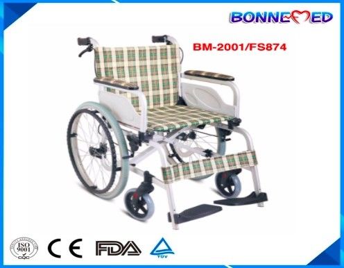 BM-2001/FS874 Best Price Foldable Manual Wheelchair ,Detachable Wheelchair/Foshan Wheelchair/Aluminum Cheap Wheelchair