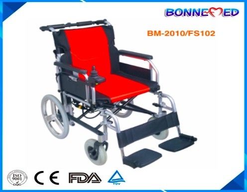 BM-2010/FS102L Folded Aluminum Frame Wheechair Electric Red Best Selling Powder Flipup Footrest and Armrest Wheelchair